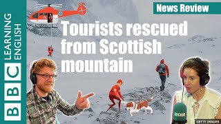 Tourists rescued from Scottish mountain: BBC News Review