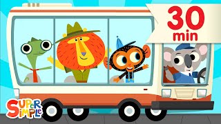 The Wheels On The Bus + More | ft. @Mr. Monkey, Monkey Mechanic | Super Simple Songs